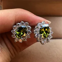 Женский роскошный КАМЕНЬ Перидот Винтажные серьги-гвоздики 925 серебряные свадебные украшения белые синие красные серьги для женщин