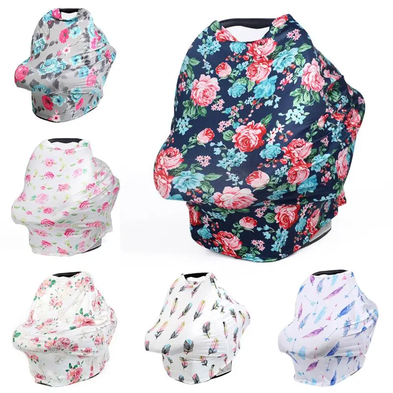 Multi-function Breastfeeding Towel Newborn Infants Care Towel Wrap Printing Car Sunshade Baby Stroller Cover