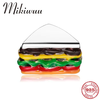 

Original 925 Sterling Silver Delicious sandwich DIY Charms Beads fit Mikiwuu Charm Bracelets Silver 925 Jewerly Making