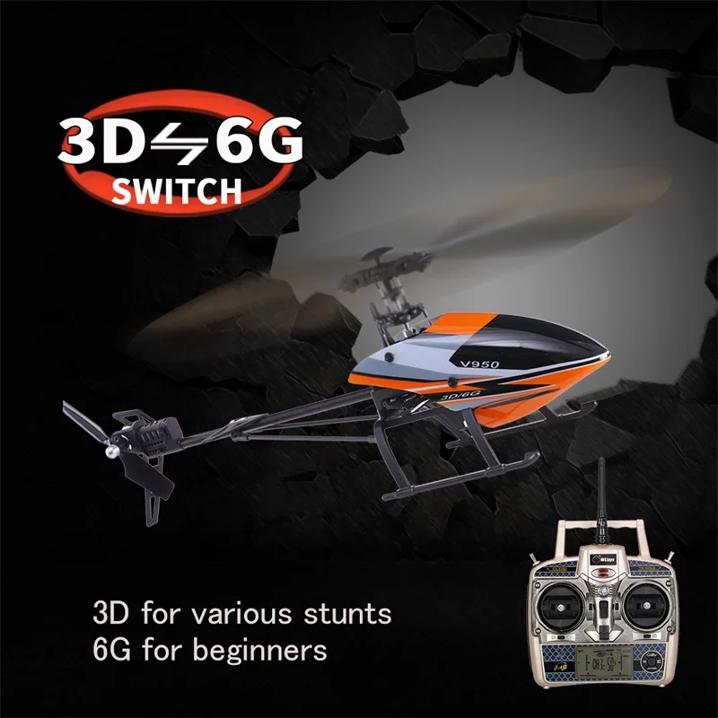 Wltoys v950 grande helicóptero 2.4g 6ch 3d 6g sistema brushless