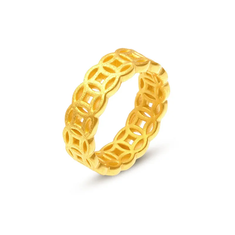 Чистое 999 24K кольцо из желтого золота мужское кольцо для монет браслет обручальное кольцо