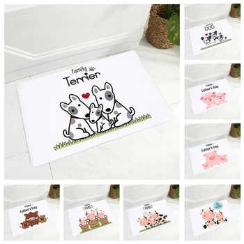 

Cartoon Dog Elephant Cow Family Doormat Non-Slip Super Soft Flannel Carpet Decor Nordic Animal Floor Animal Doormat for Hallway