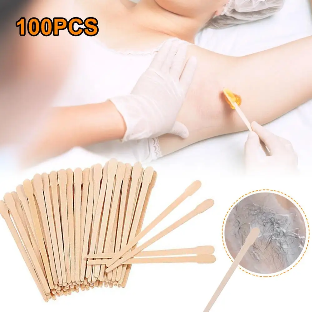 100Pcs Ice Cream Sticks Natural Wooden Sticks Waxing 8.8CM Length Wood DIY  Making Handwork Craft Flat head Sticks Kitchen Tools