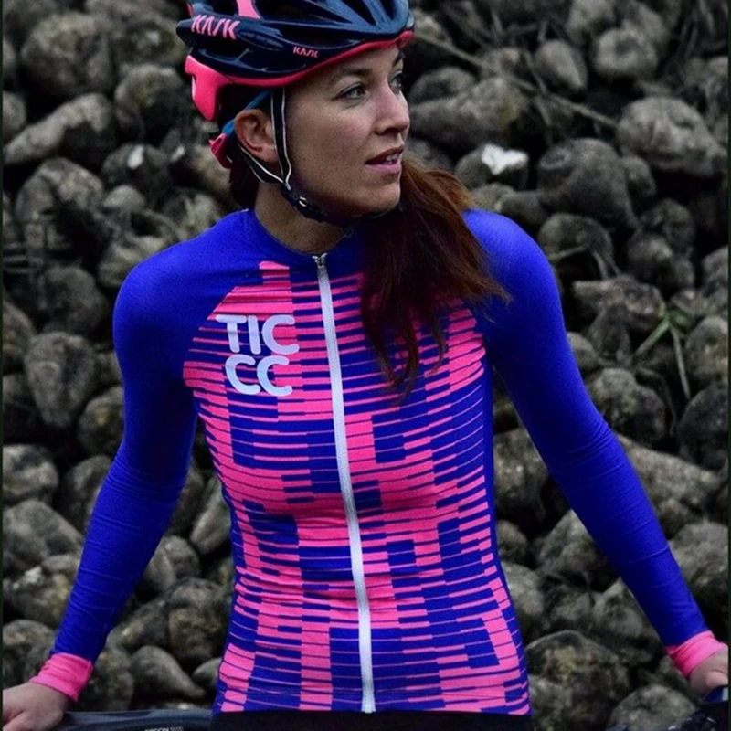 

2019 ticcc bicycle riding clothing women's winter long-sleeved cashmere warm riding clothing long cycling jersey