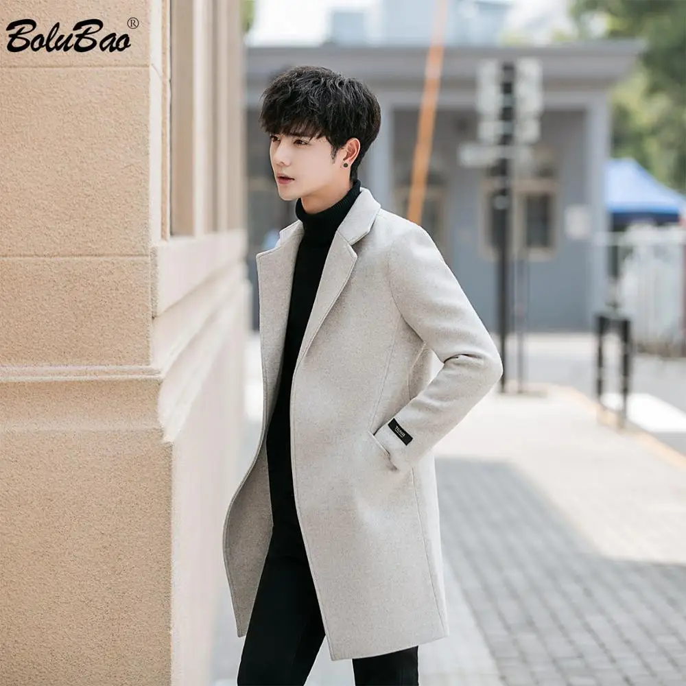 BOLUBAO Brand Men Wool Blend Coats Autumn Winter New Men's Solid Color Mid-Length Wool Blend Coat Fashion Casual Wool Coat Male BOLUBAO Brand Men Wool Blend Coats Autumn Winter New Men's Solid Color Mid-Length Wool Blend Coat Fashion Casual Wool Coat Male