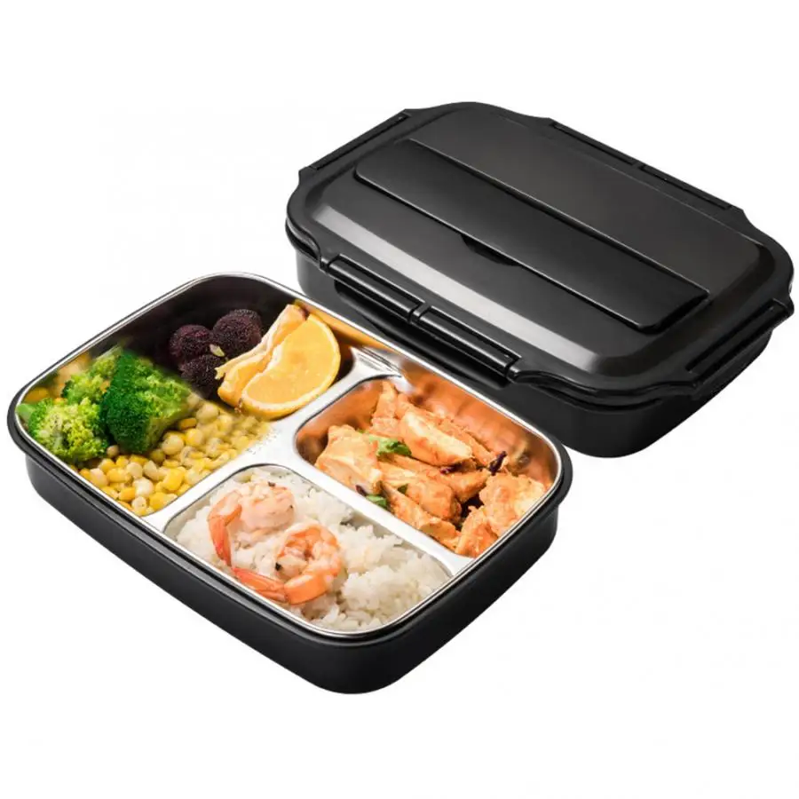 

3 Grids Stainless Steel Insulated Lunch Box Student Portable Outdoor Thermal Food Container Bento Box
