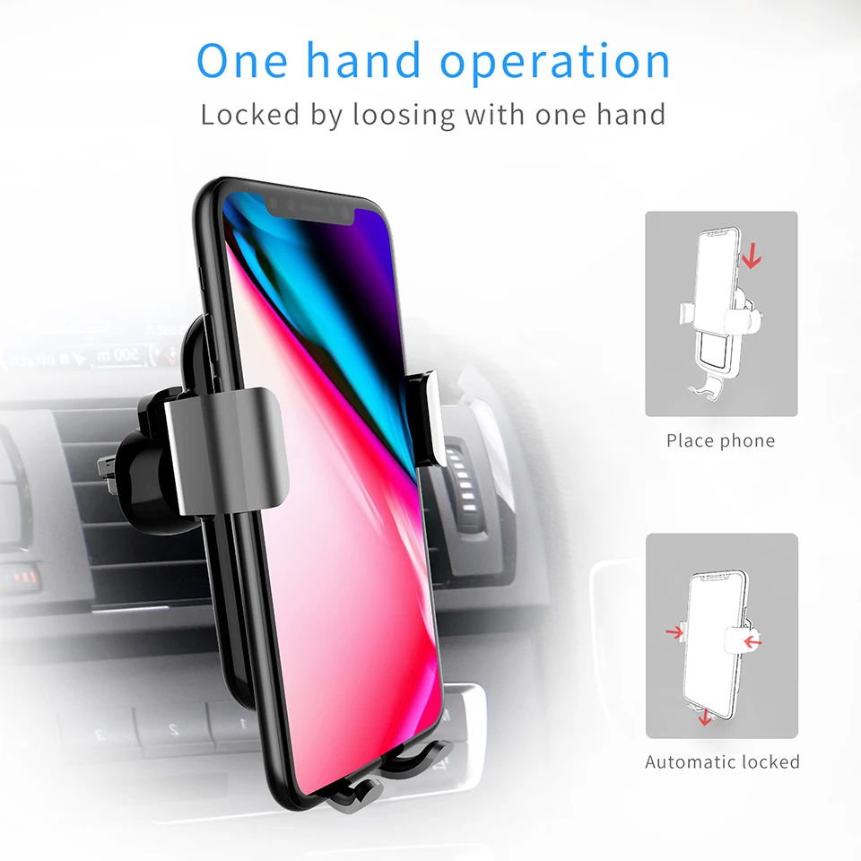 Licheers Qi Беспроводное зарядное устройство Gravity Air Vent автомобильное крепление Беспроводная зарядка для samsung iPhone X XR XS MAX 8 в автомобильный держатель телефона