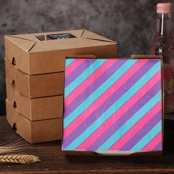 

Striped Color Printed Napkin Square Tissue Hotel Mouth Cloth Towel Folding Facial Tissue Three Layers 50 Sheets christmas tags