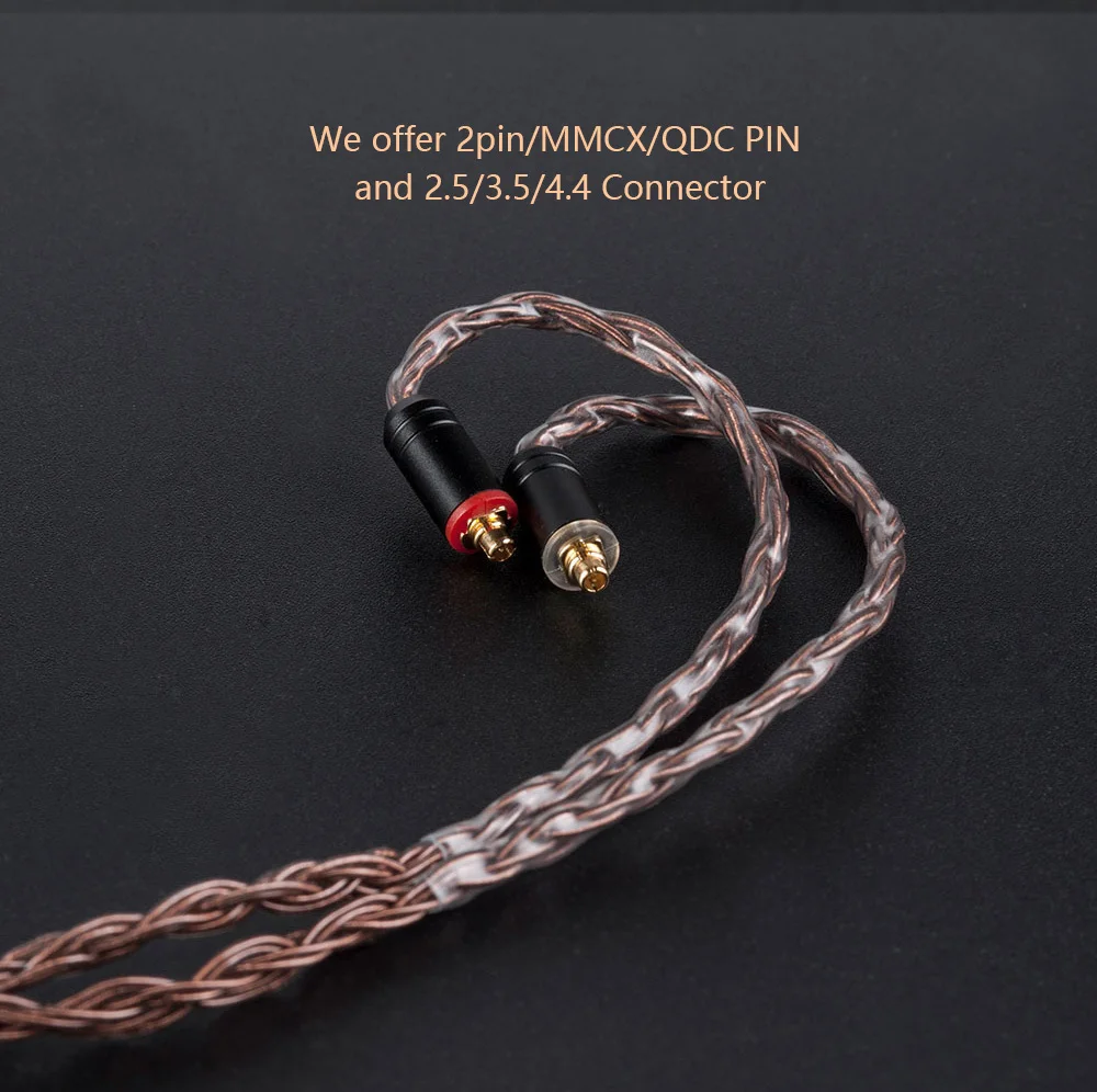 AK KBEAR 16 Core Upgraded Pure Copper Cable 3.5/2.5/4.4mm Earphone Cable With MMCX/2Pin For AS16 ZS10 ZSN PRO TRN X6 V90 ZSX F1