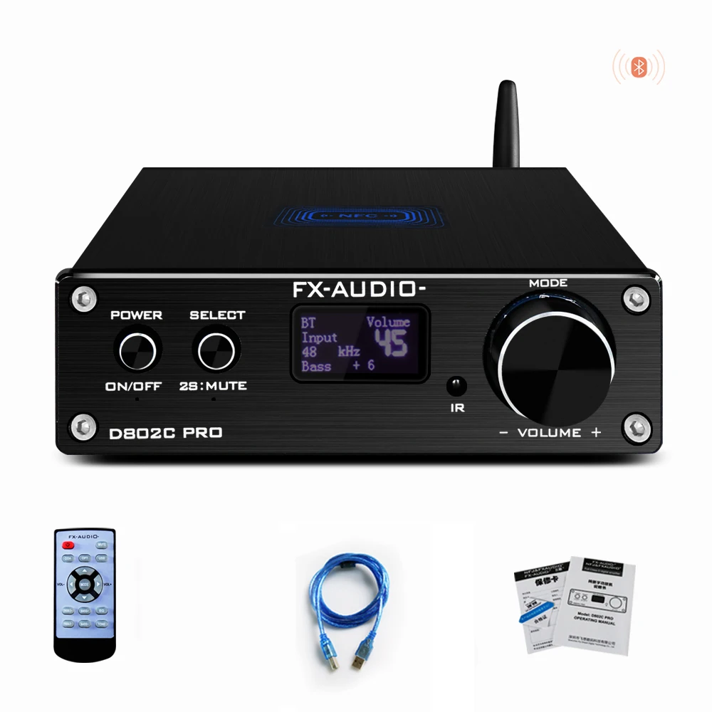 2020 FX-Audio D802CPRO Full Digital Audio Amplifier QCC3034 Bluetooth@5.0 APTX 24Bit/192KHz Power 80W*2 DC32V/5A Adapter(Option) valve amplifier Audio Amplifier Boards