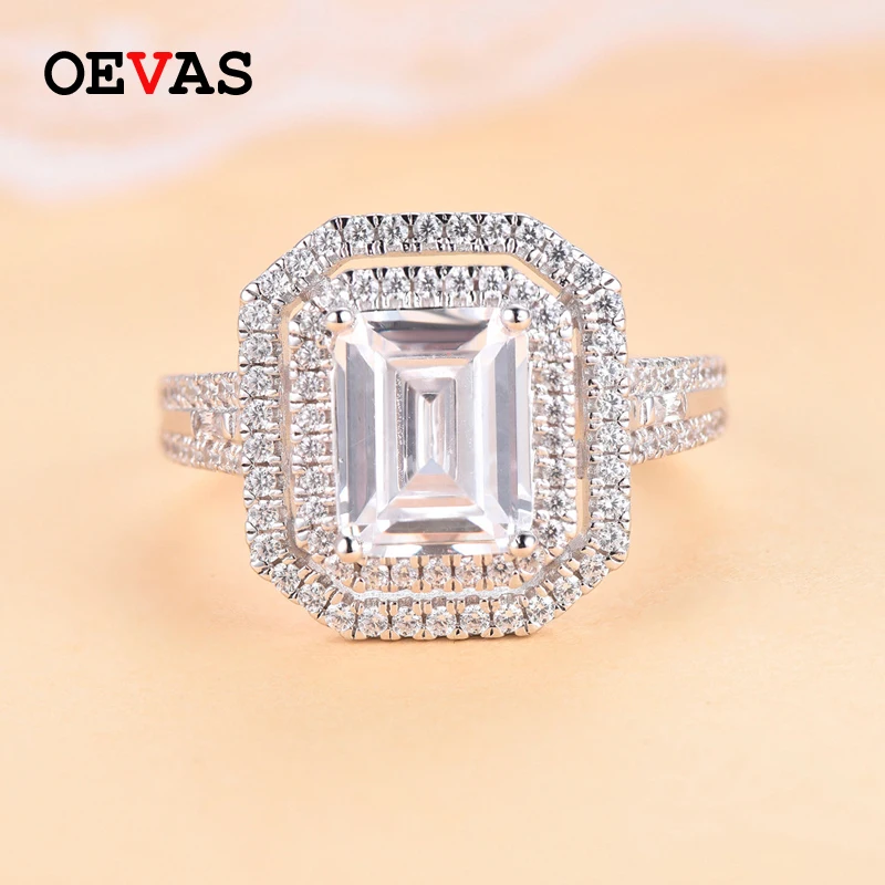 

OEVAS 100% 925 Sterling Silver Wedding Rings For Women Sparking Full Zircon Engagement Party Fine Jewelry Ladies Girls Best Gift