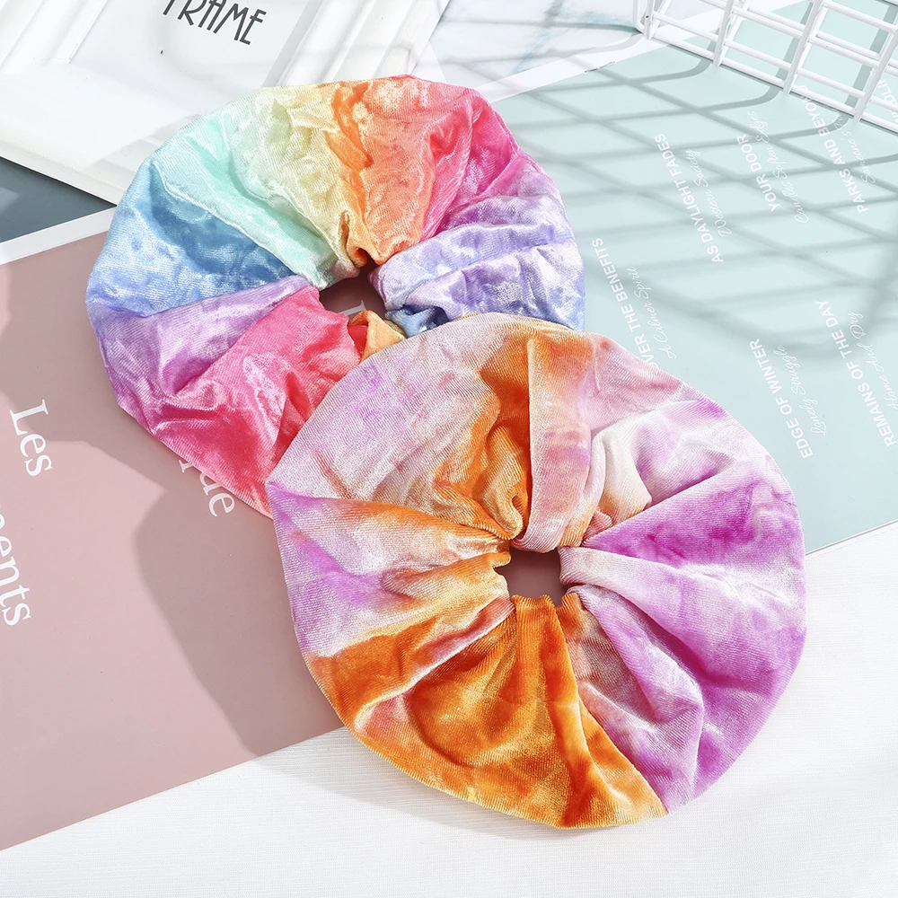 head scarves Oversized Large Intestine Rubber Hair Ties Elastic Hair Band Girl Ponytail Holder Satin Velvet Scrunchies Women Hair Accessories goody hair clips