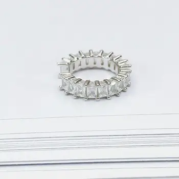

925 Sterling silver Temperament crystal circle Ear Clip Earring Full Rhinestone square Zircon Ear Cuff Earring 1PC Fine jewelry