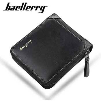 

2019 New Leather Zipper Men Wallets Short Desigh Classic Card Holder High Quality Male Purse Vintage Coin Holder Men Wallets