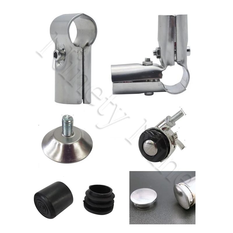 

4Pcs Stainless Steel 1" 25mm Round Pipe Fittings Heavy Tube Clamp Holder Joint Connector elbow Tee Clothes Shelf Joint