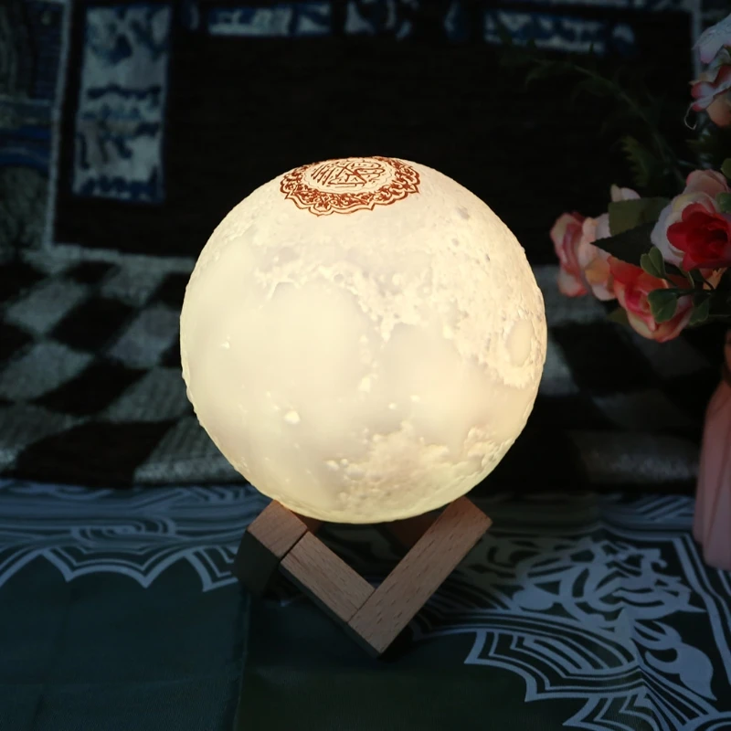 Quran Bluetooth-compatible Speaker Moon Lamp with Support Shelf APP Control Night Light with Quran Recitation night light for bedroom