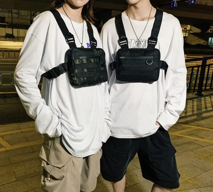 남자에 대 한 100 개/대 가슴 가방 반사 Streetwear 힙합 가슴 장비 가방 패션 Uni전술 직사각형 여행 가슴 가방