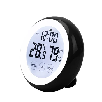 

Mini Digital Alarm Clock Thermometer Hygrometer Travel for Room with Magnet on Back Wall Table Soft Backlight Time Alarm Clock