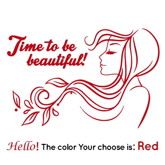 Fun Beautifil girl Wall Sticker Home Decor Decals For Woman Bedroom Vinyl Stickers Woman Beauty Quote Wallpaper Poster Mural Red