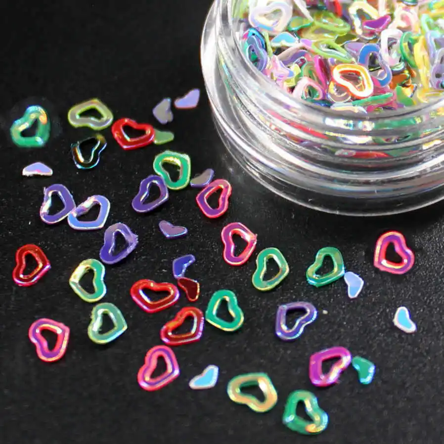 

1 Pcs Mixed Color Hollow Heart Shape Nail Rhinestone Small Irregular Beads Manicure Nail Decoration In Wheel Accessories