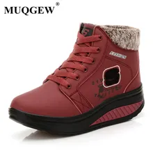 Женские ботильоны на танкетке, на платформе, теплые зимние плюшевые кроссовки, новая водонепроницаемая женская обувь на толстой подошве для похудения
