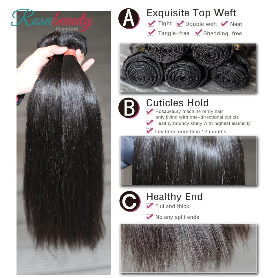 Rosabeauty Onecut Hair Straight 8 28 30inch P Brazilian Remy Human Hair 1 Bundles With Thick End Natural Color Hair Weaves Aliexpress