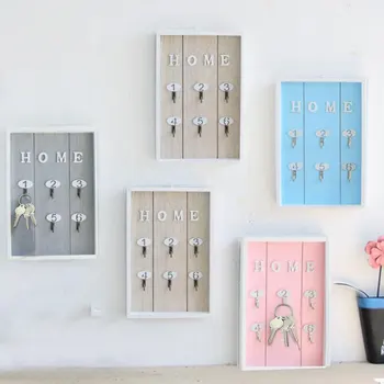 

Nordic Style Wooden Key Hanger Shelf Wall Mounted Minimalist wall Hook Modern Home Decor Organizer with 6 Hook Drop Shipping
