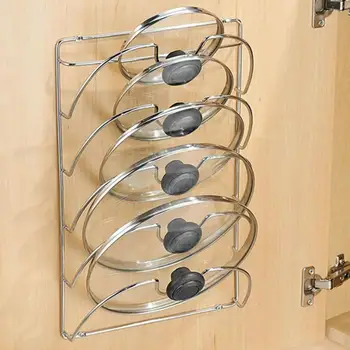 

Kitchen Tool 5-Layer Anti-Drop Metal Drying Storage Rack Pan Lid Cover Holder hold several pot lids at the same time, kitchen
