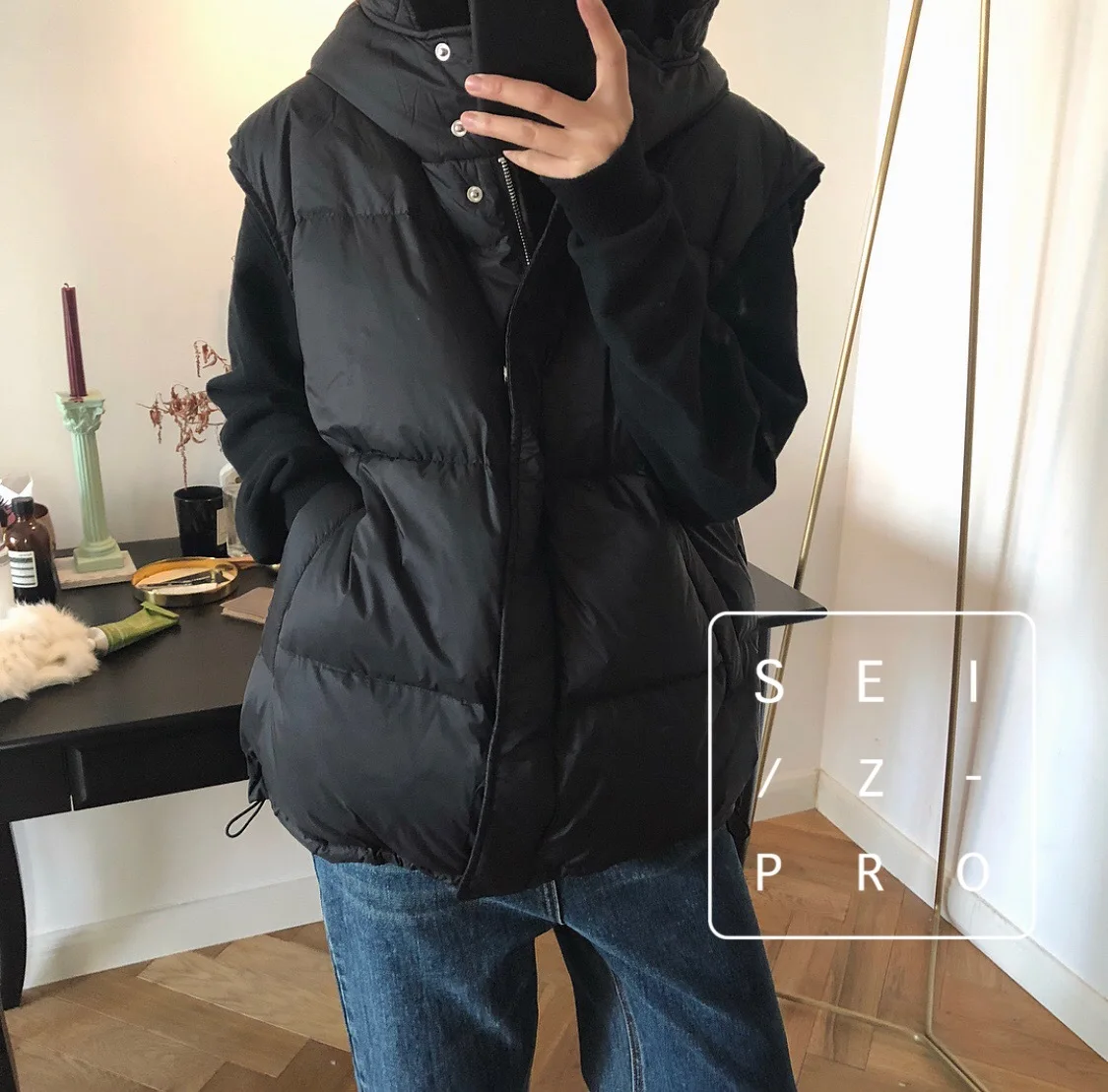 Winter New South Korea 90% White Goose down Vest down Coat Short Thick Loose-Fit Hooded Vest Women's