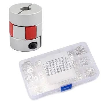 

5mm to 10mm Elastic Shaft Coupling with 375 Pcs 15 in 1 Non-Insulated Ring Fork U-Type Terminals