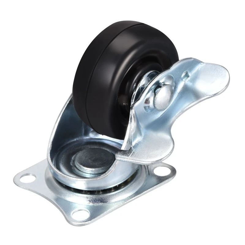 1.5 Inch Casters Wheels Rubber Top Plate Mounted Swivel Fixed Caster Wheel, 44Lb Capacity, 4 Pcs 2 Pcs Swivel with Brake, 2 Pc