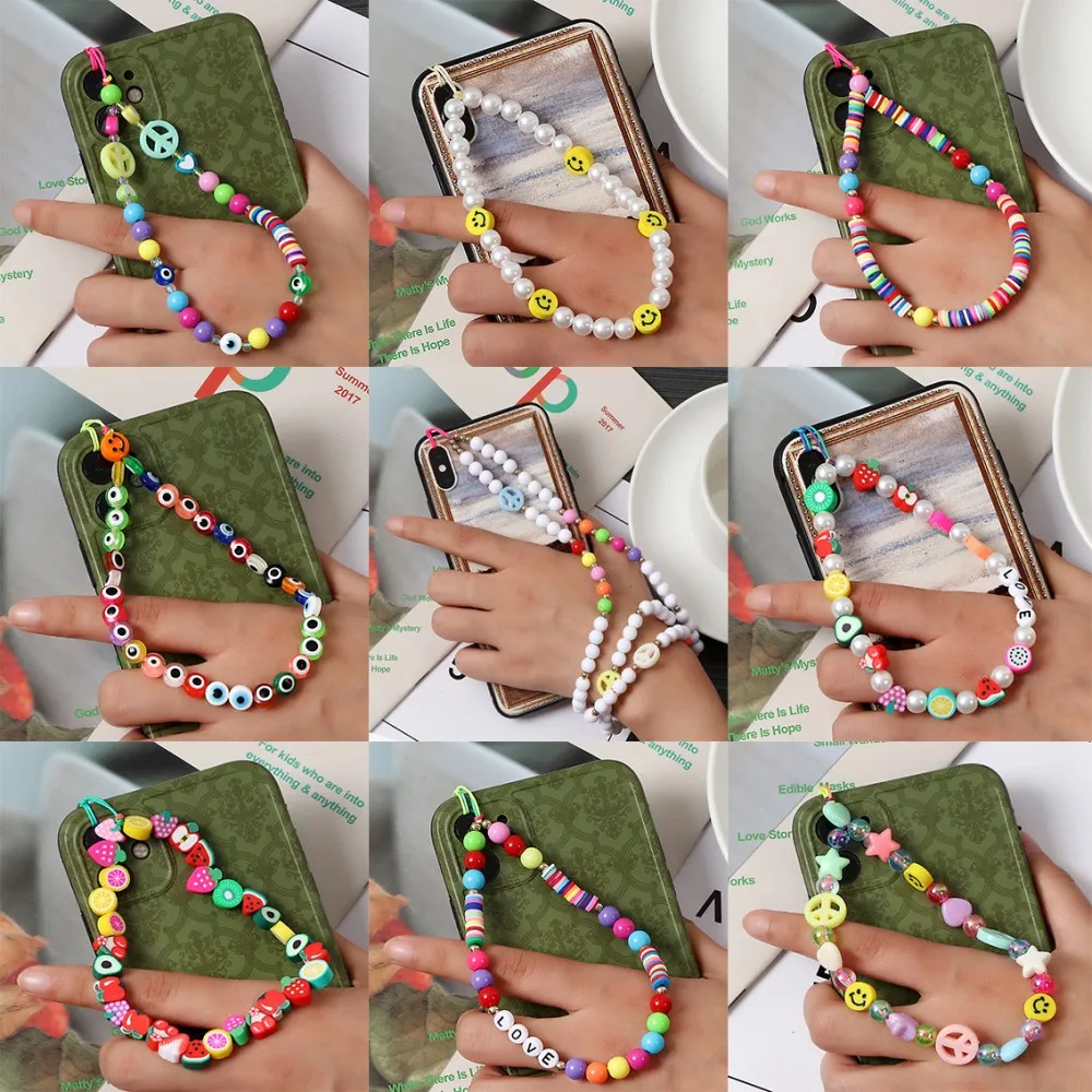 Multi-style Mobile Phone Straps Resin Bead Imitation Pearl Pendant Lanyard Anti-lost Cellphone Chain For iPhone Xiaomi Samsung | Мобильные