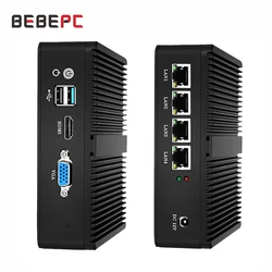 PfSense – Mini PC routeur/pare feu sans ventilateur, Intel Celeron J1900 N2830, 4LAN, Ethernet Gigabit, ordinateur pour Windows 10 et Linux 