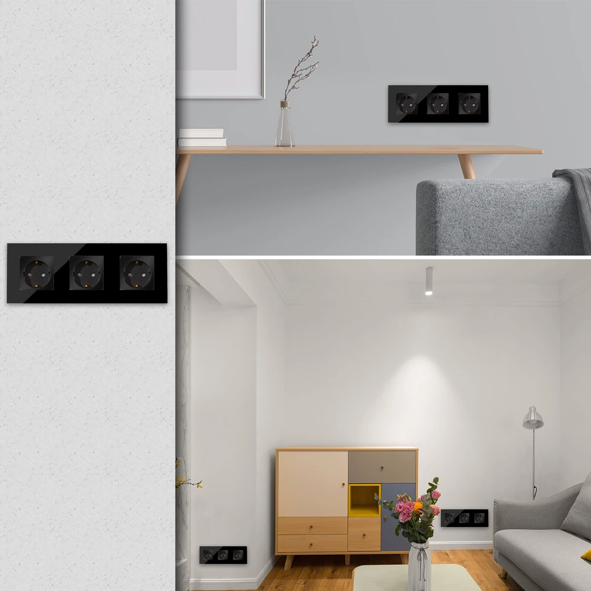 Bingoelec Wall Socket EU Plug 16A Power Germany Socket Electrical Sockets Crystal Glass Panel 228*86mm Home Improvement 9 Hfd8d781a95fa4e4190f4d7e649d50da1g Bingoelec Wall Socket EU Plug 16A Power Germany Socket Electrical Sockets Crystal Glass Panel 228*86mm Home Improvement