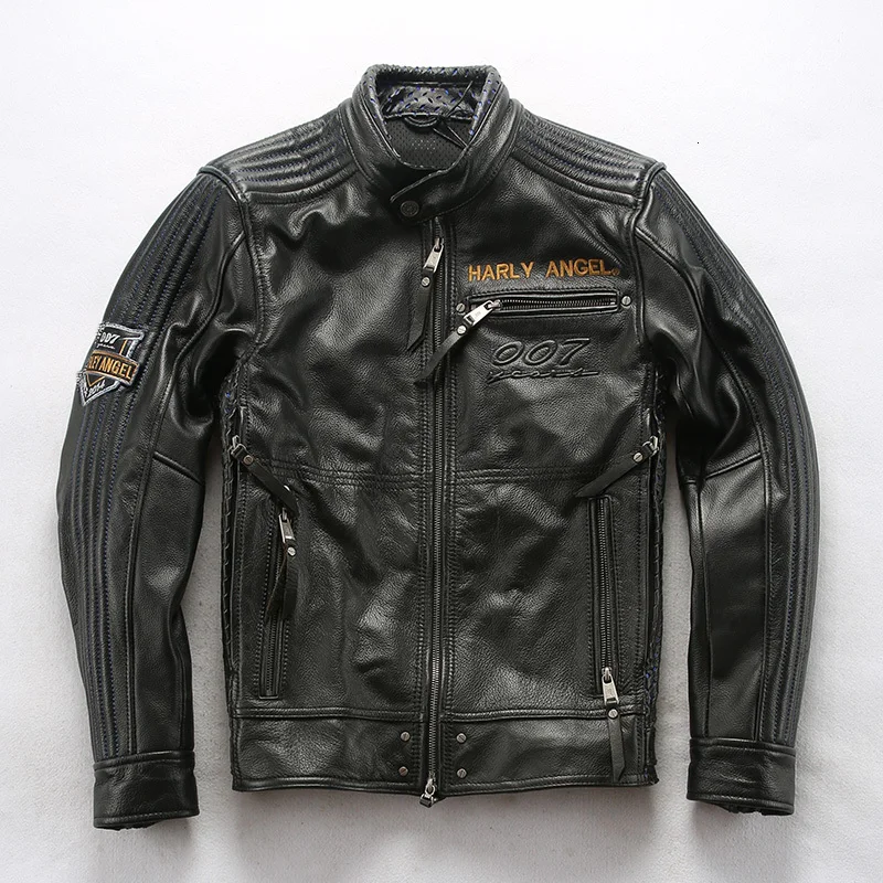 Известный бренд натуральная кожа локомотив Куртки мужские винтажные 007 юбилей