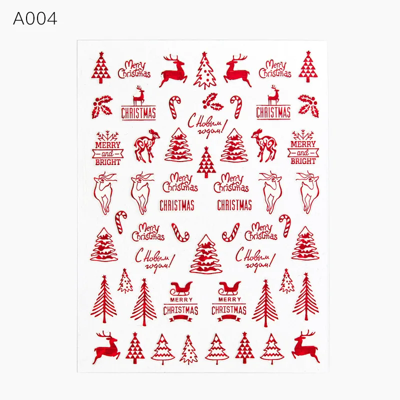 1 шт 3D наклейки для дизайна ногтей красная Золотая Рождественская наклейка для ногтей клеящиеся маникюрные кончики Санта-лося буквы слайдер наклейки для ногтей - Цвет: TQ03148