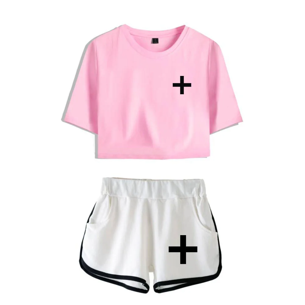 pink2 Новые KPOP TXT Together укороченные футболки костюм женский дропшиппинг - Цвет: pink2