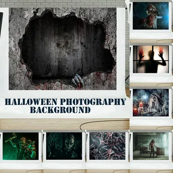 

Happy Halloween Scaried Background Festival Spoof Digital Back Doors for Photography Studio Party Rave Atmosphere Accessories