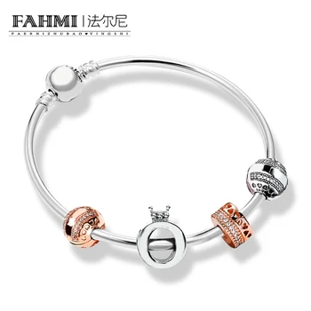 

2020 100% 925 Sterling Silver Elegant Charm ZT0141 Bracelet Stringed Gift Set Original Fashion Elegant Jewelry Charming Gift