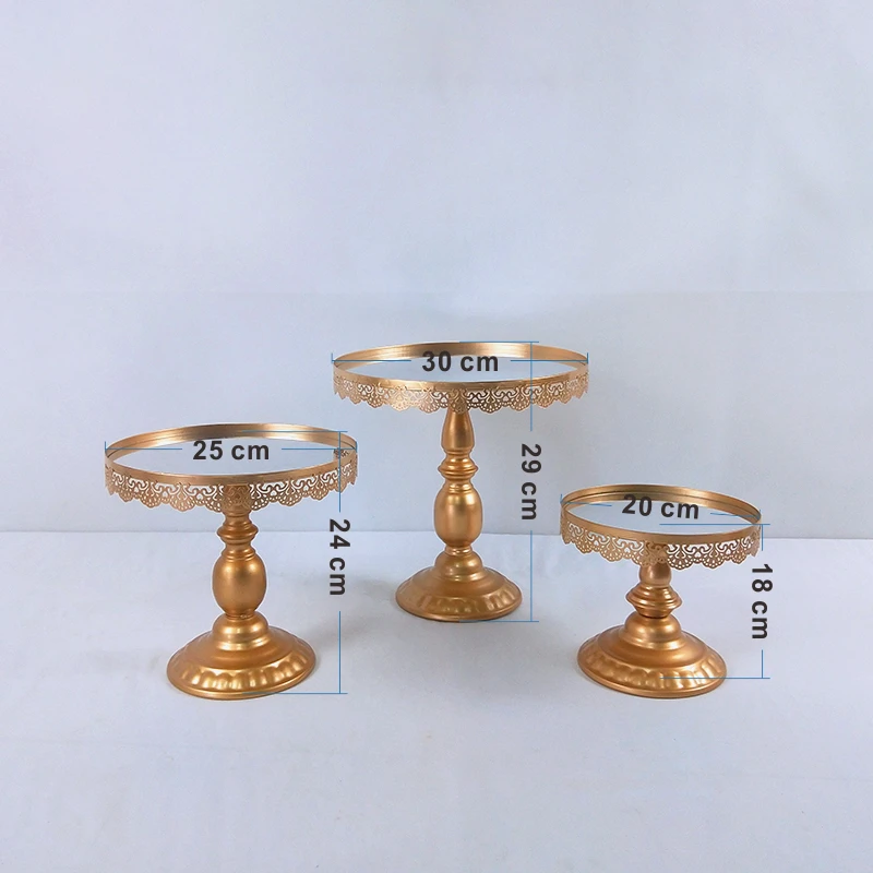 3PCS IN IT Зеркальная круглая металлическая подставка для торта, домашняя Свадебная подставка для торта, дня рождения, европейский Золотой стиль - Цвет: 3PCS IN IT