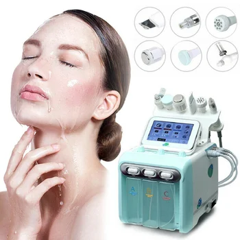 

6 in 1 h2 o2 hydre facial machine aqual peel oxygen water demerbrasion cleaning device small bubble blackhead remover salon use