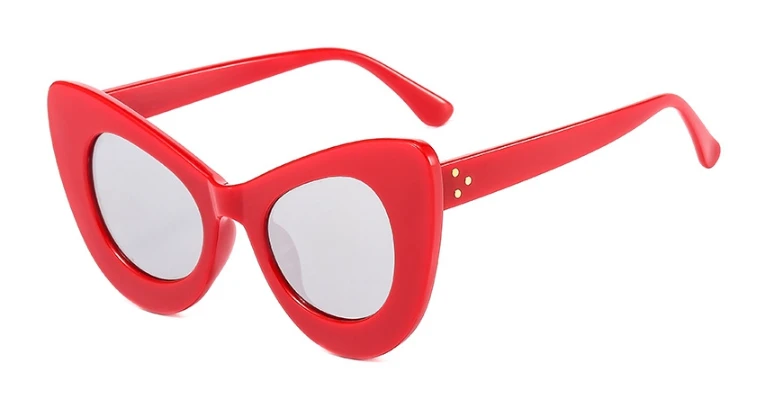 46237 большой кошачий глаз ретро солнцезащитные очки для мужчин и женщин Мода UV400 очки - Цвет линз: C6 red silver