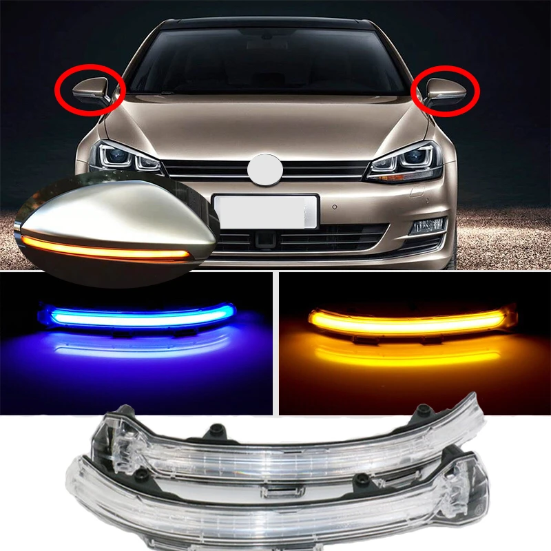 Alti Richy Per Vw Golf 7 Gti Toura16-18 Dinamica Led Luce Di Segnale Di Girata Indicatore Laterale Specchio Retrovisore Blu E Ambra Dinamica Lampeggia