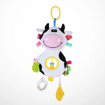 

1pc Ring Rattle Adorable Animal Teether Plush Cartoon Toy Hand Stick for Baby