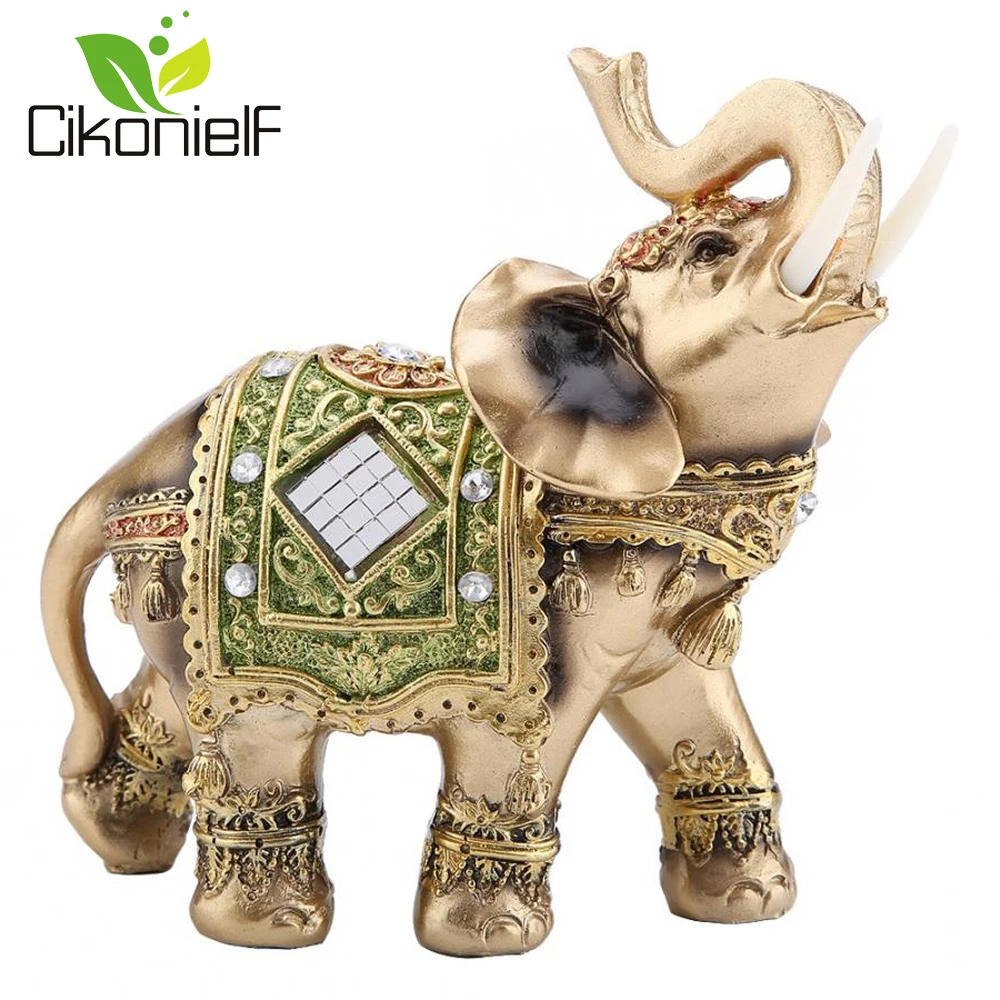 H Elephant Trunk Statue Lucky Wealth Figurine Gift /& Home Decor Feng Shui 4.5/"