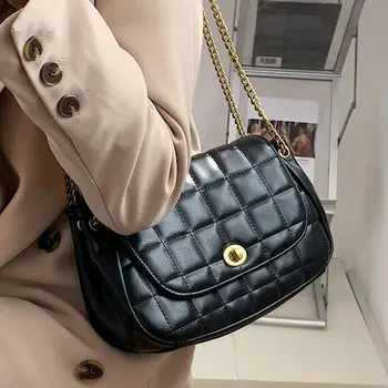 

Lattice Square Armpit bag 2020 Fashion New High quality PU Leather Women's Designer Handbag Lock Chain Shoulder Messenger Bag