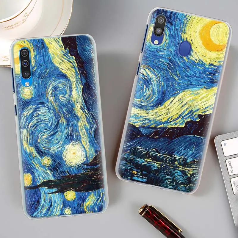 Картины с изображением звездной ночи Ван Гог телефонные чехлы для samsung Galaxy A10 A20e A30 A40 A50s A60 A70 A80 A6 A7 A8 A9 в твердом переплете