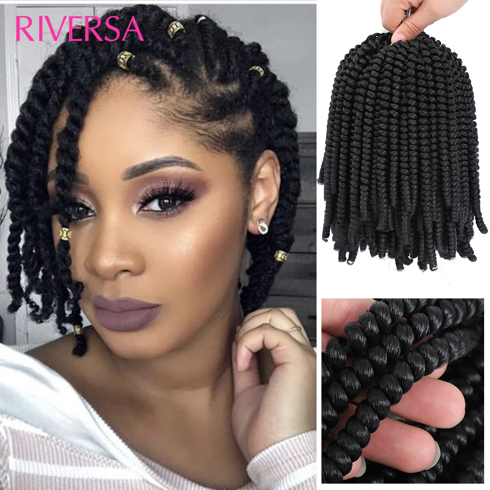 1 - 8 packs Spring Twist Crochet Hair 1B Braiding Bomb Curly Hair Extensions Synthetic Fluffy Braids Low Temperature Fiber Hair