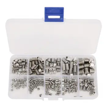

300Pcs Set Screws Set Stainless Steel Hex Socket Headless Fasteners Hardware Tool M3/M4/M5/M6/M8