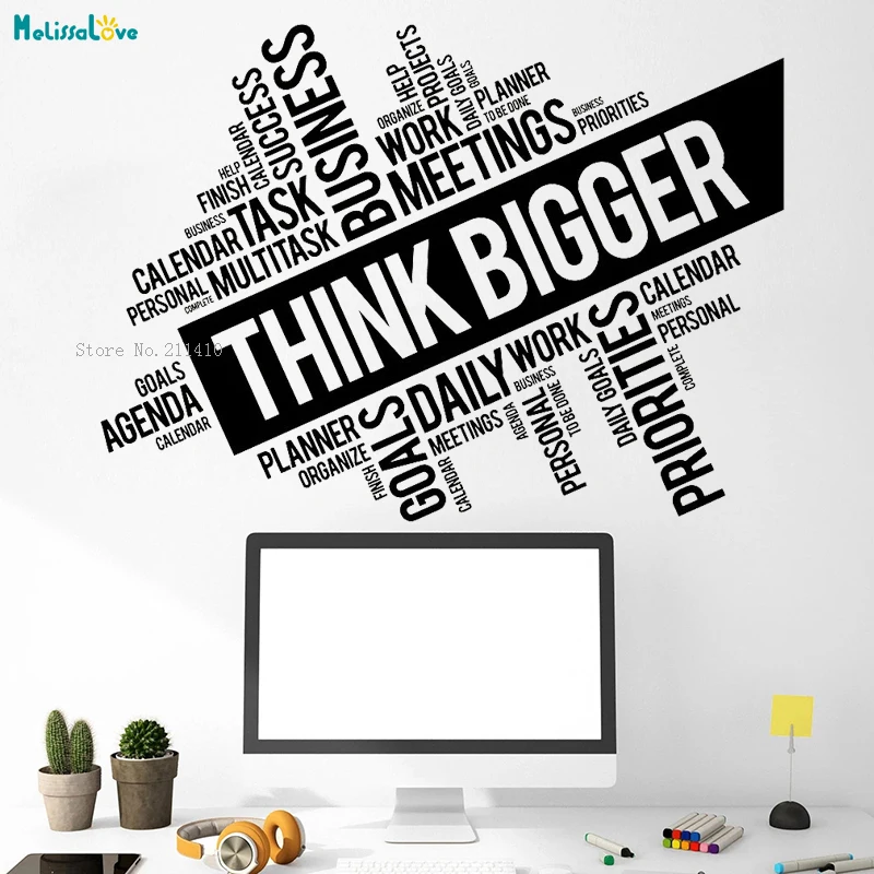 

Think Bigger Vinyl Decal Wall Sticker Decor for Office Business Motivation Work Space Unique Quote Removable Art Murals YT2213